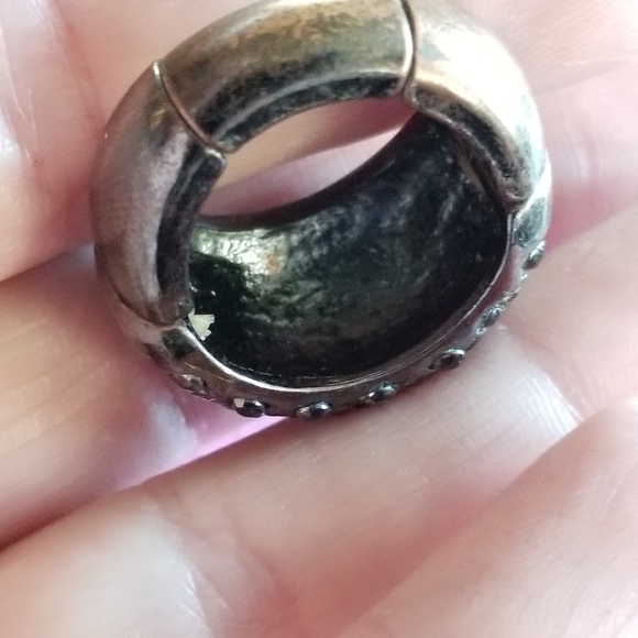 Black rhinestones stretch ring dark copper bronze color - Picture 6 of 8